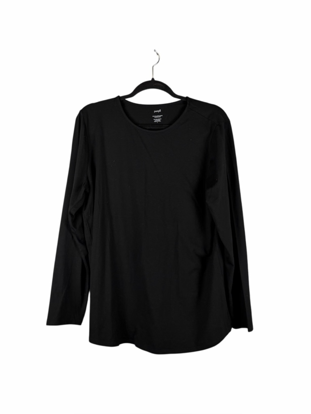 Pure Jill Black Long Sleeve Shirttail Tee Pima Cotton Stretch Top Size L